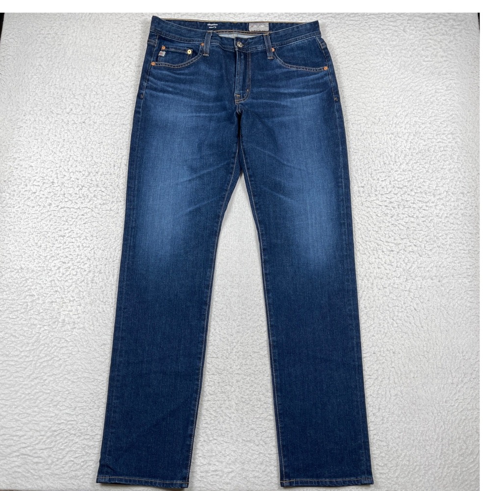 AG Jeans Mens 32x34 Blue Graduate Tailored Leg Denim 360 Designer Classic Modern